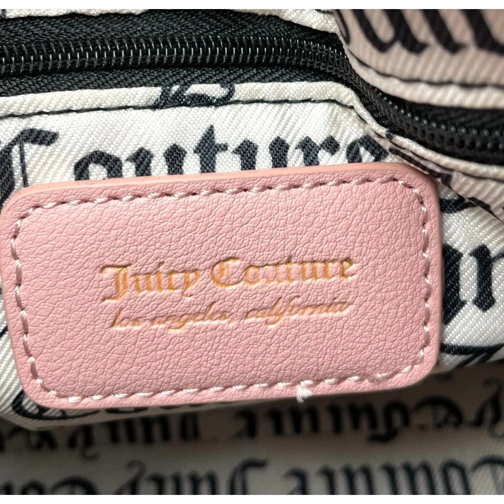 Juicy Couture Pink Studded Logo Satchel Crossbody Bag Gold Hardware Purse